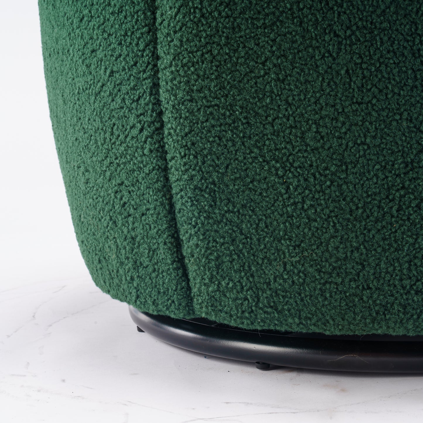 Teddy Fabric Swivel Accent Armchair Barrel Chair With Black Metal Ring- Dark Green_6