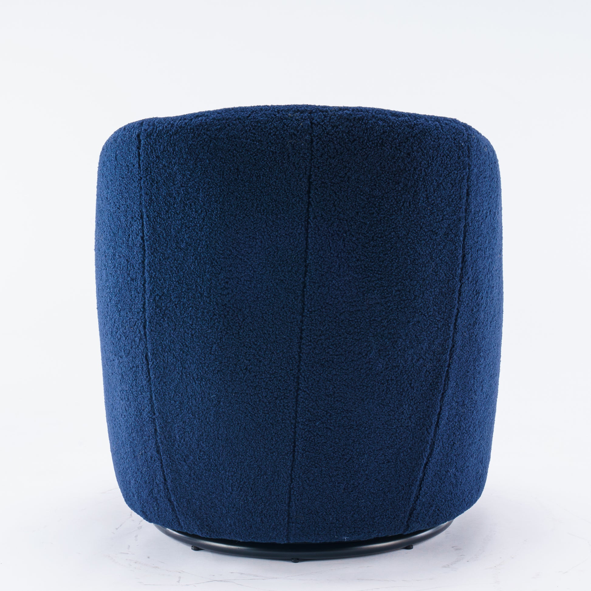 Teddy Fabric Swivel Accent Armchair Barrel Chair With Black Metal Ring- Dark Blue_20