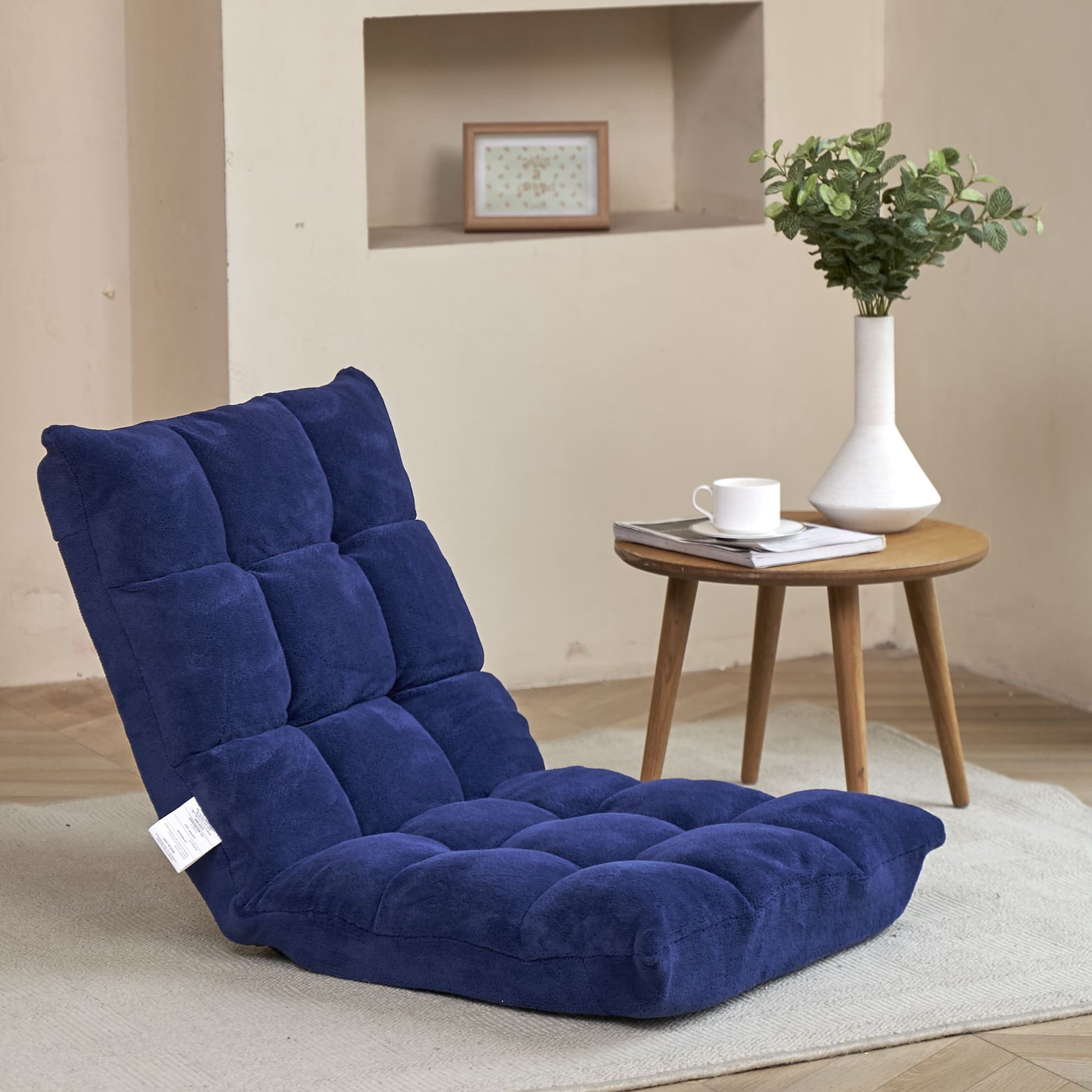 5 Height Adjustment Modern Tatami Sofa Folding Leisure Lounge Chair- Navy_0