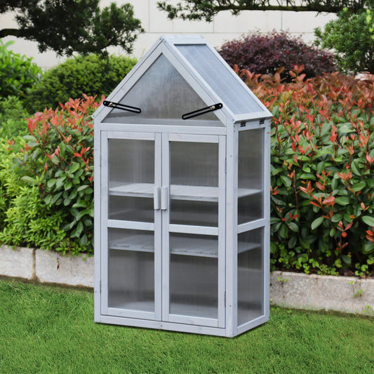 Mini Greenhouse Kit Indoor and Outdoor Tiered Plant Display Stand- White_0