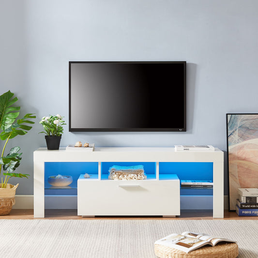 Modern TV Console Storage Media TV Organizing Cabinet Worktop- White_0