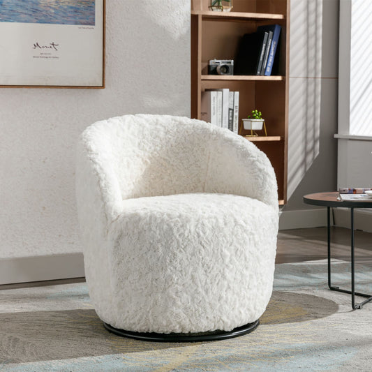 Compact Modern Velvet Fabric Swivel Accent Barrel Chair With Black Powder Coating- Gray_0