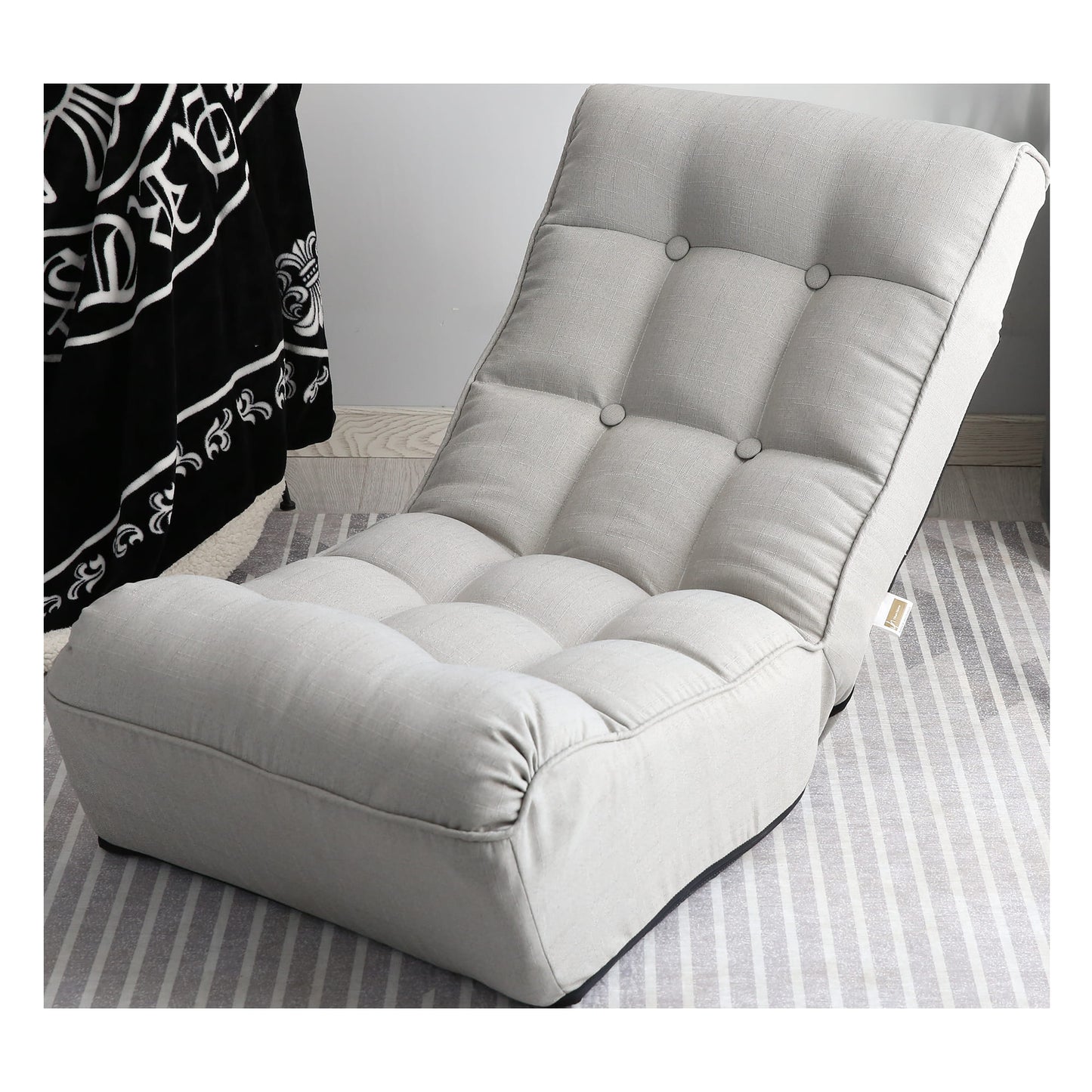 Single Seater Japanese Style Thick Cushioned Lazy Tatami Recliner Sofa- Gray_0