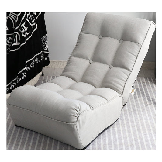 Single Seater Japanese Style Thick Cushioned Lazy Tatami Recliner Sofa- Gray_0