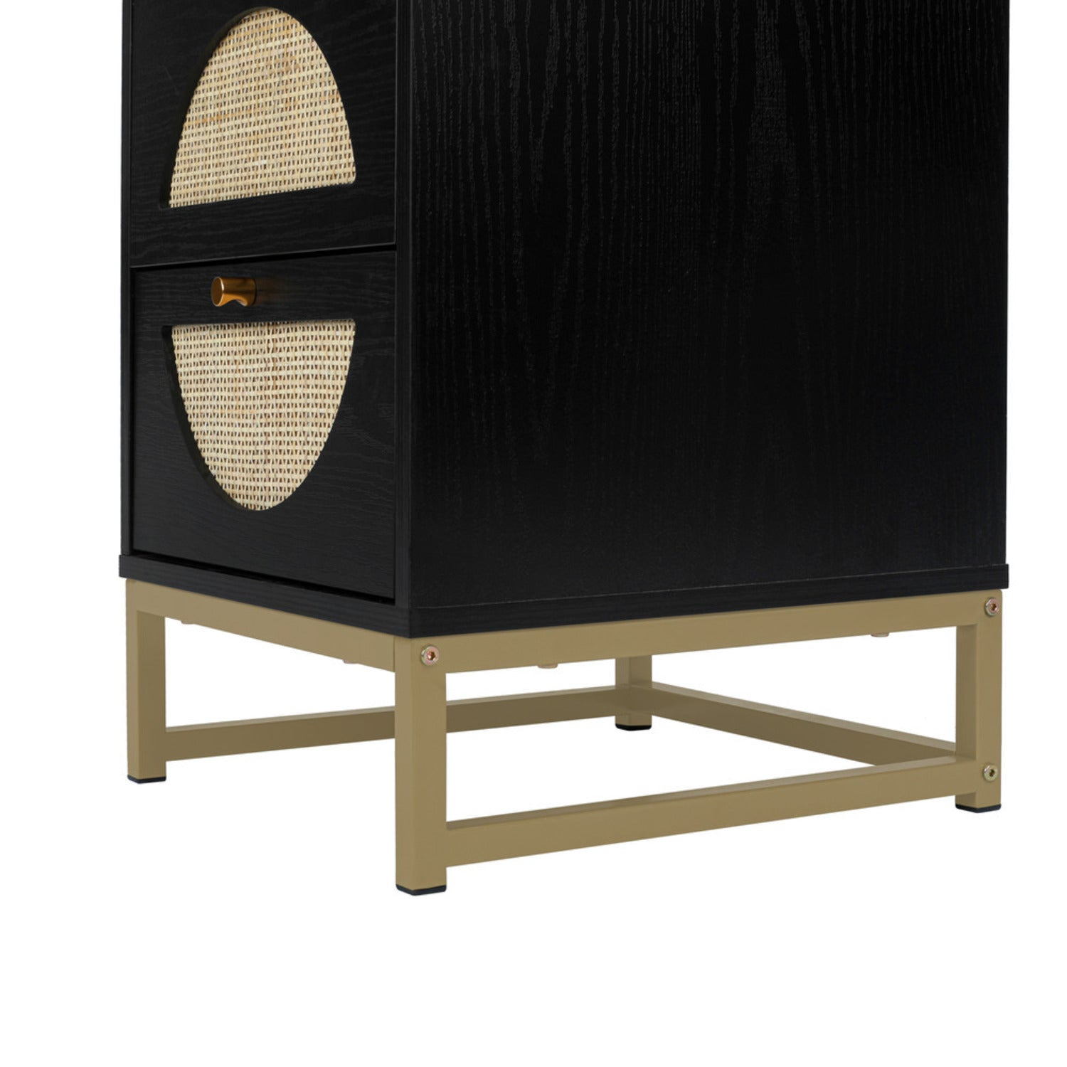 Modern 2 Flip Drawers Cabinet Storage Free Standing Tipping Bucket Rack - Black gold_12
