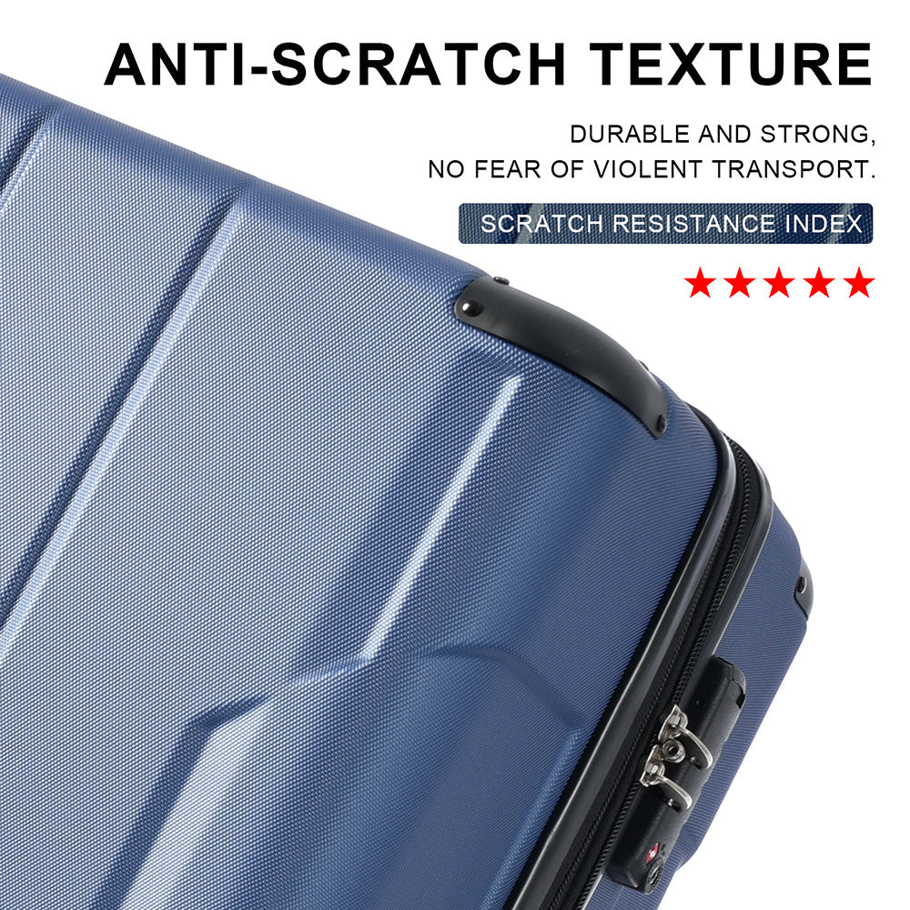Set of 3 Piece Expandable Lightweight Spinner Suitcase with Corner Guards - Blue_10
