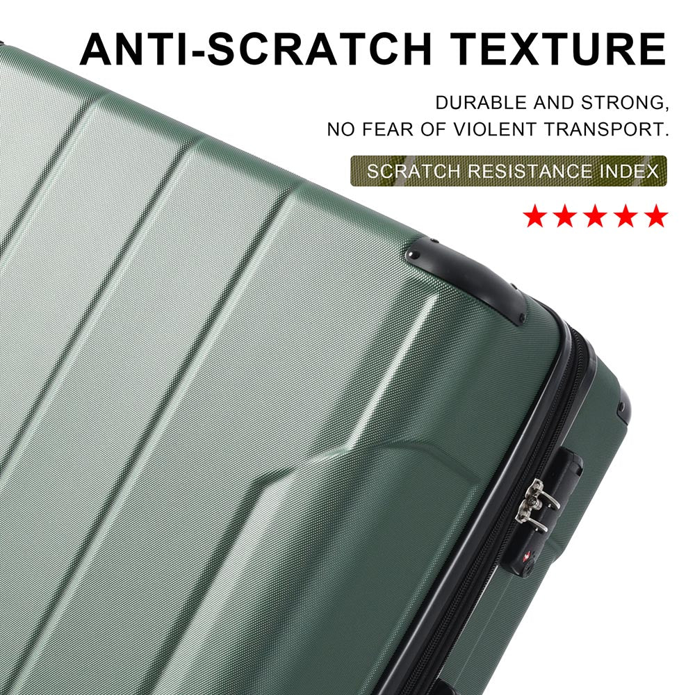 Set of 3 Piece Expandable Lightweight Spinner Suitcase with Corner Guards - Green_11