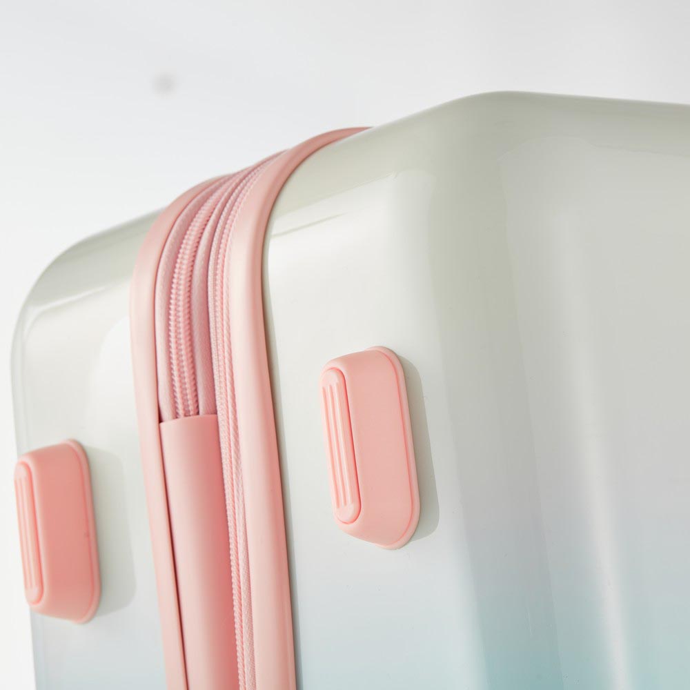 3 Piece Lightweight Hard-shell PC Luggage Sets double spinner 8 wheels Suitcase with TSA Lock - Rainbow White_4