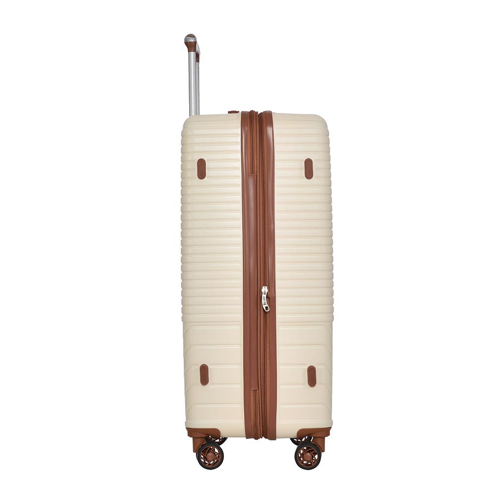 3-Piece Lightweight Hard-shell Luggage Set with Double Spinner Wheels and TSA Lock - Cream and Brown_6