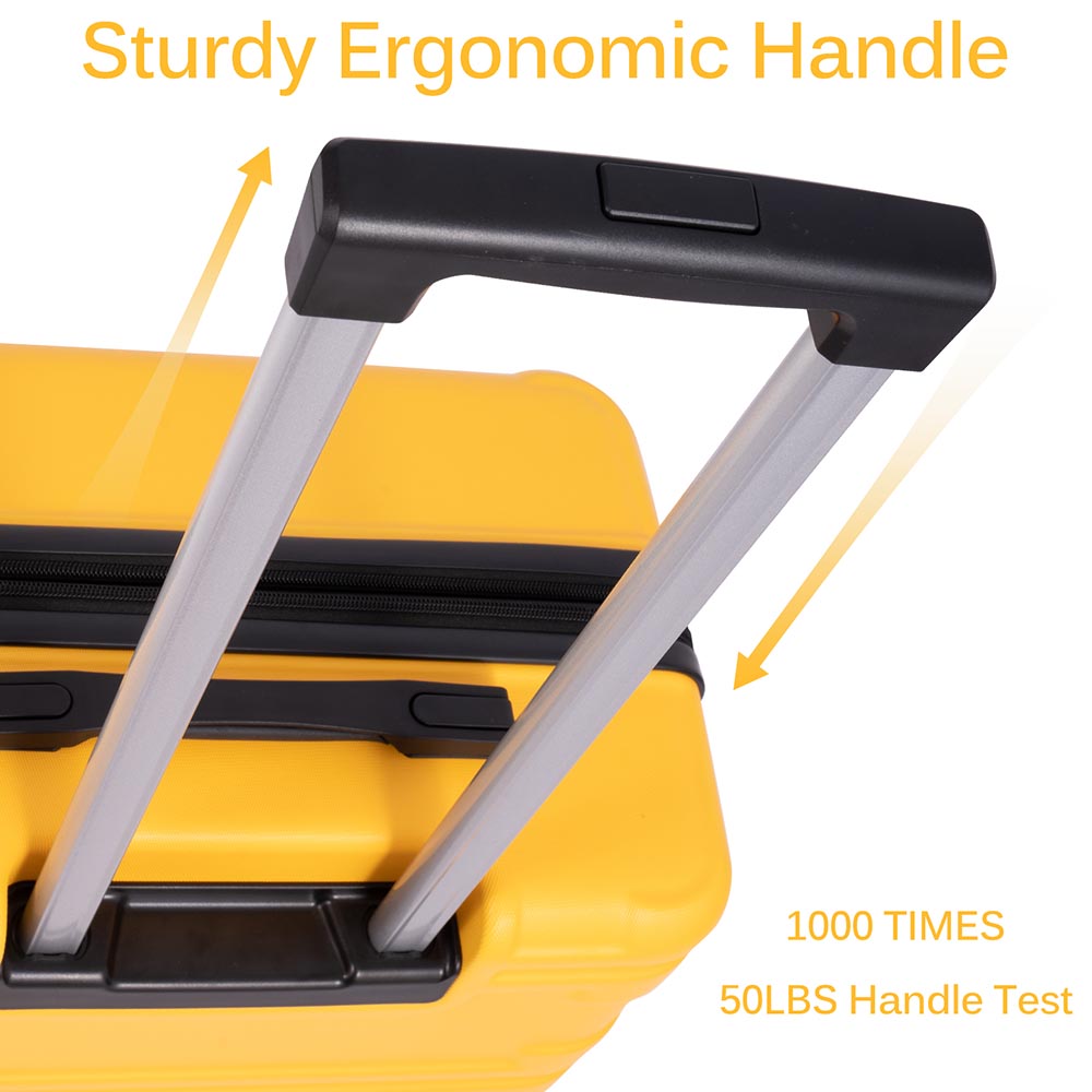 Set of 3 Hard-shell Lightweight Spinner Suitcase with TSA Lock - Yellow_4