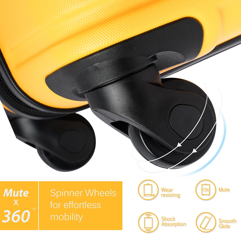 Set of 3 Hard-shell Lightweight Spinner Suitcase with TSA Lock - Yellow_3
