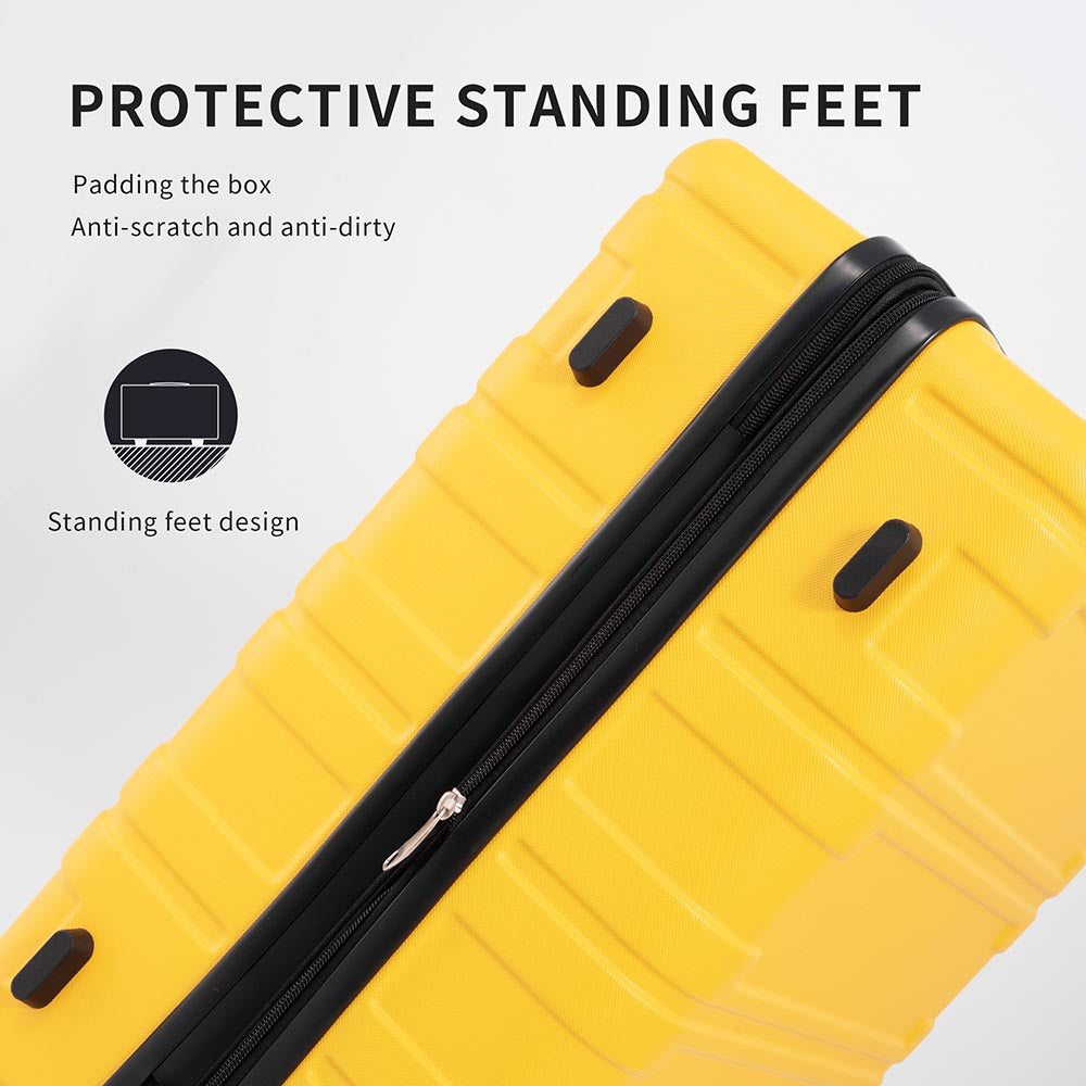 Set of 3 Hard-shell Lightweight Spinner Suitcase with TSA Lock - Yellow_9