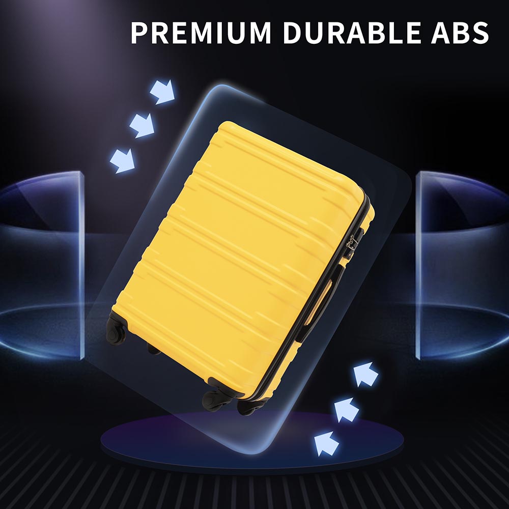 Set of 3 Hard-shell Lightweight Spinner Suitcase with TSA Lock - Yellow_16