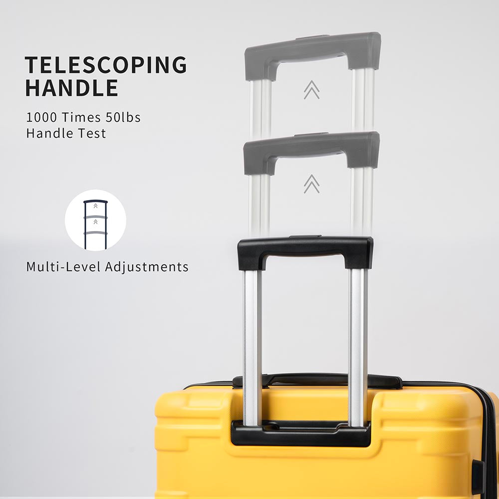 Set of 3 Hard-shell Lightweight Spinner Suitcase with TSA Lock - Yellow_13