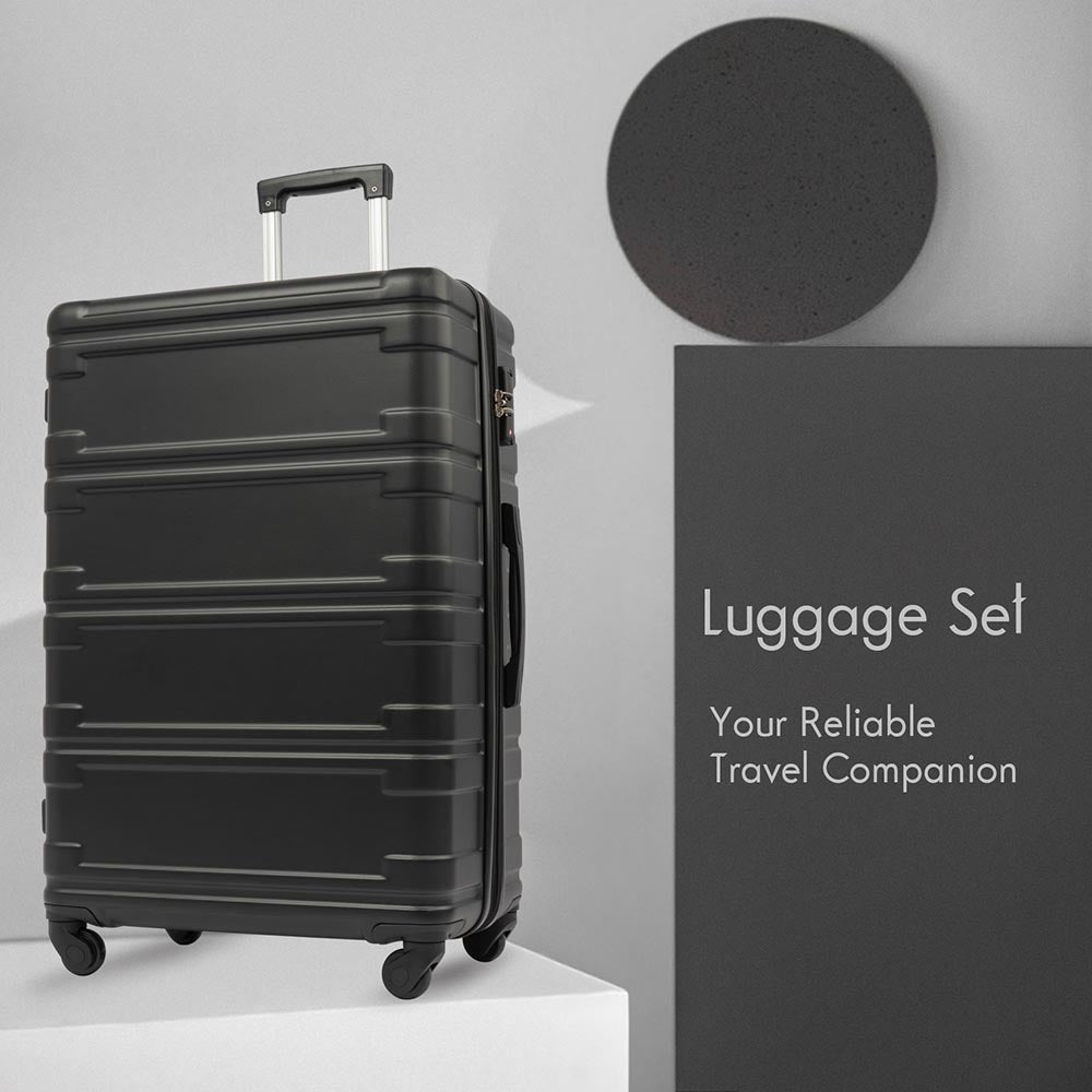 Set of 3 Hard-shell Lightweight Spinner Suitcase with TSA Lock - Black_13