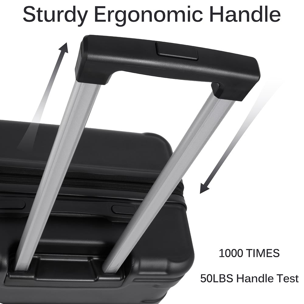 Set of 3 Hard-shell Lightweight Spinner Suitcase with TSA Lock - Black_4
