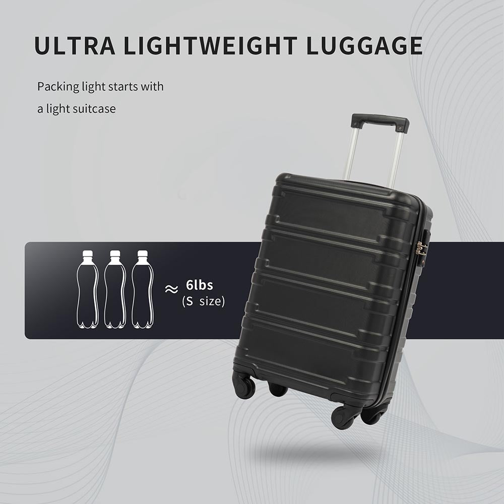 Set of 3 Hard-shell Lightweight Spinner Suitcase with TSA Lock - Black_14