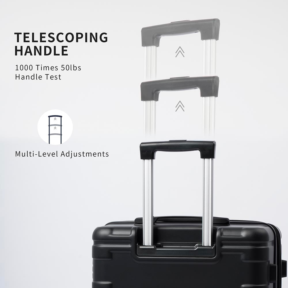 Set of 3 Hard-shell Lightweight Spinner Suitcase with TSA Lock - Black_12