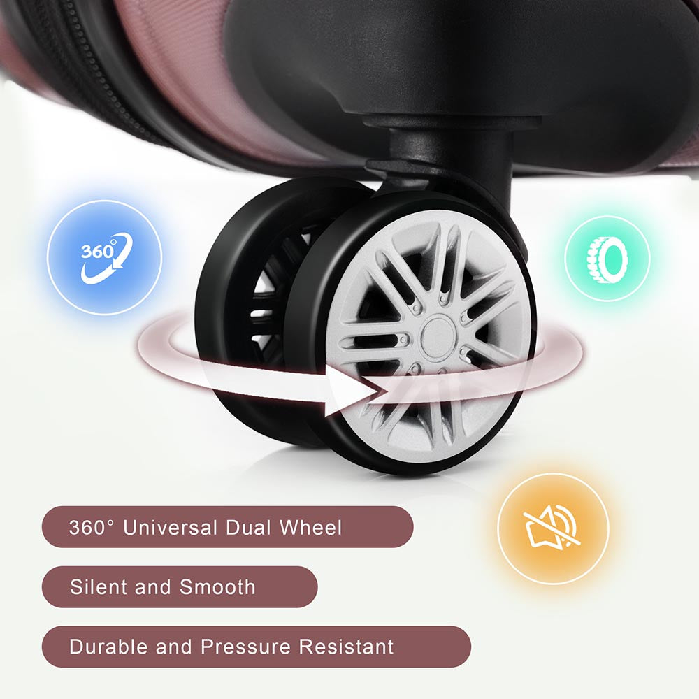 Set of 3 Lightweight Suitcase with TSA Lock and Spinner Wheels - Rose Gold_13
