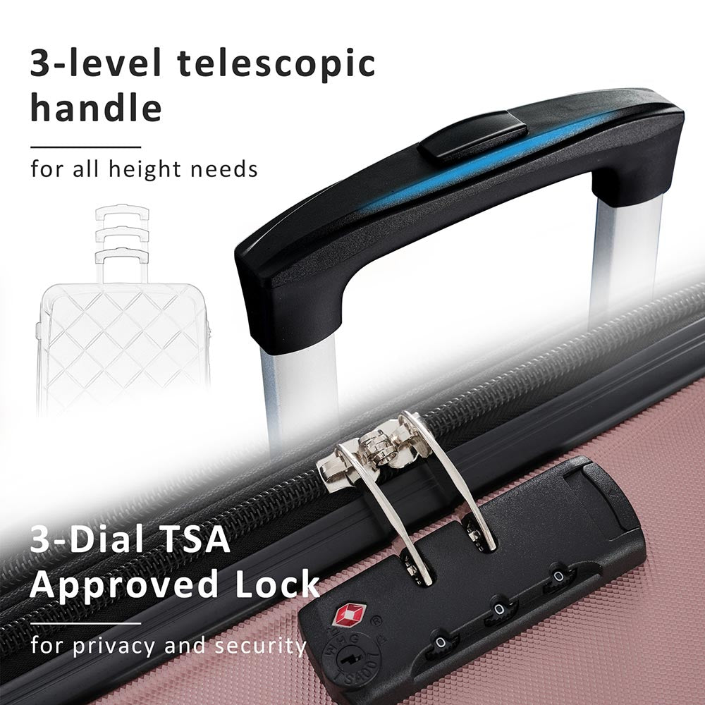 Set of 3 Lightweight Suitcase with TSA Lock and Spinner Wheels - Rose Gold_11