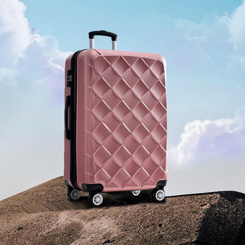 Set of 3 Lightweight Suitcase with TSA Lock and Spinner Wheels - Rose Gold_15