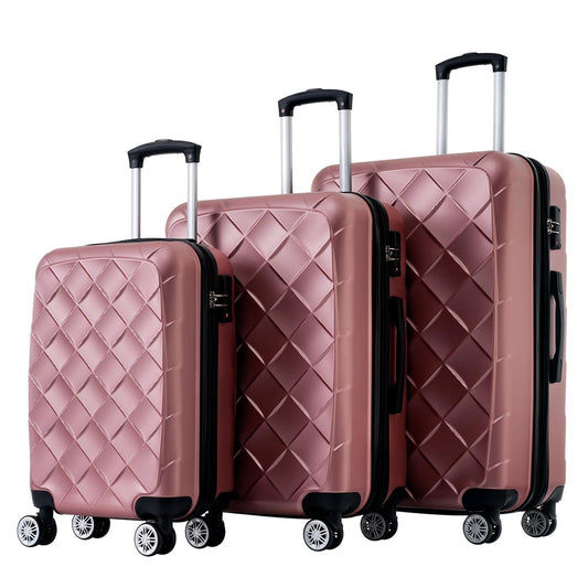 Set of 3 Lightweight Suitcase with TSA Lock and Spinner Wheels - Rose Gold_0