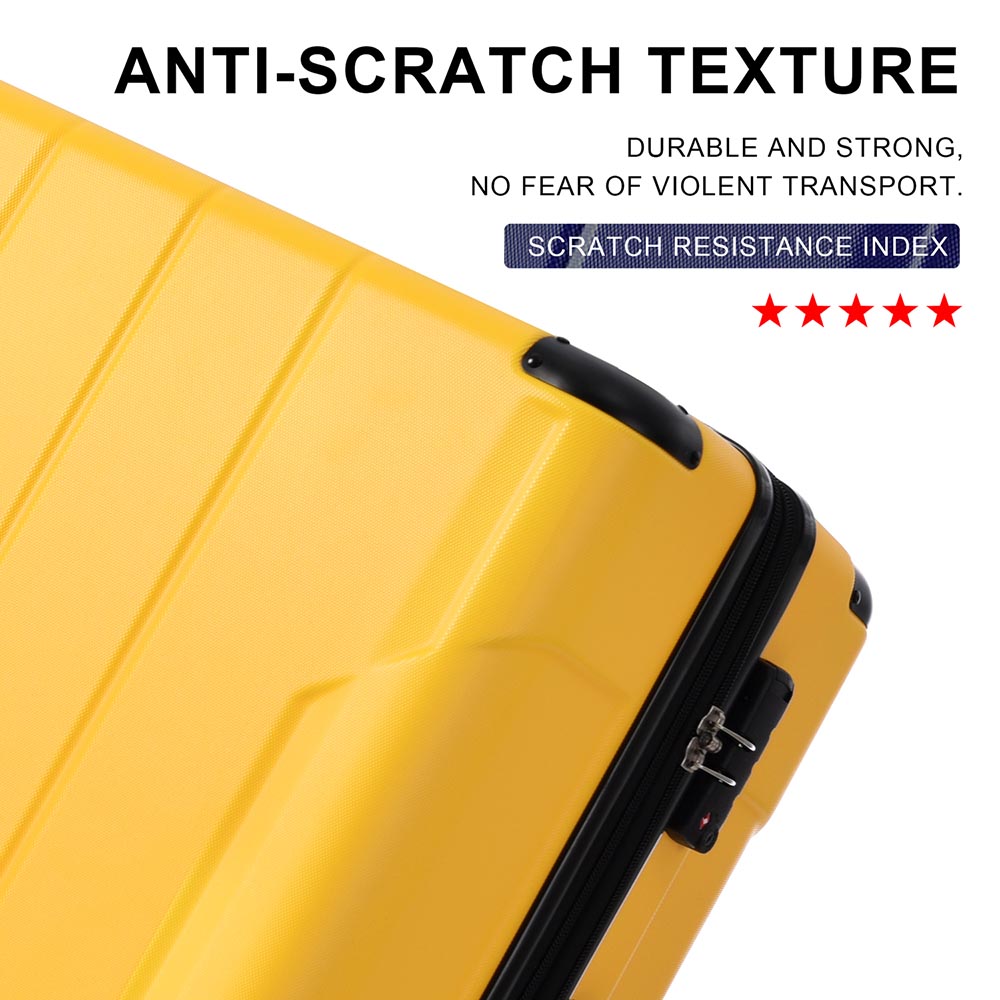 3-Piece Lightweight Hard-shell Spinner Luggage Set with TSA Lock - Yellow_6