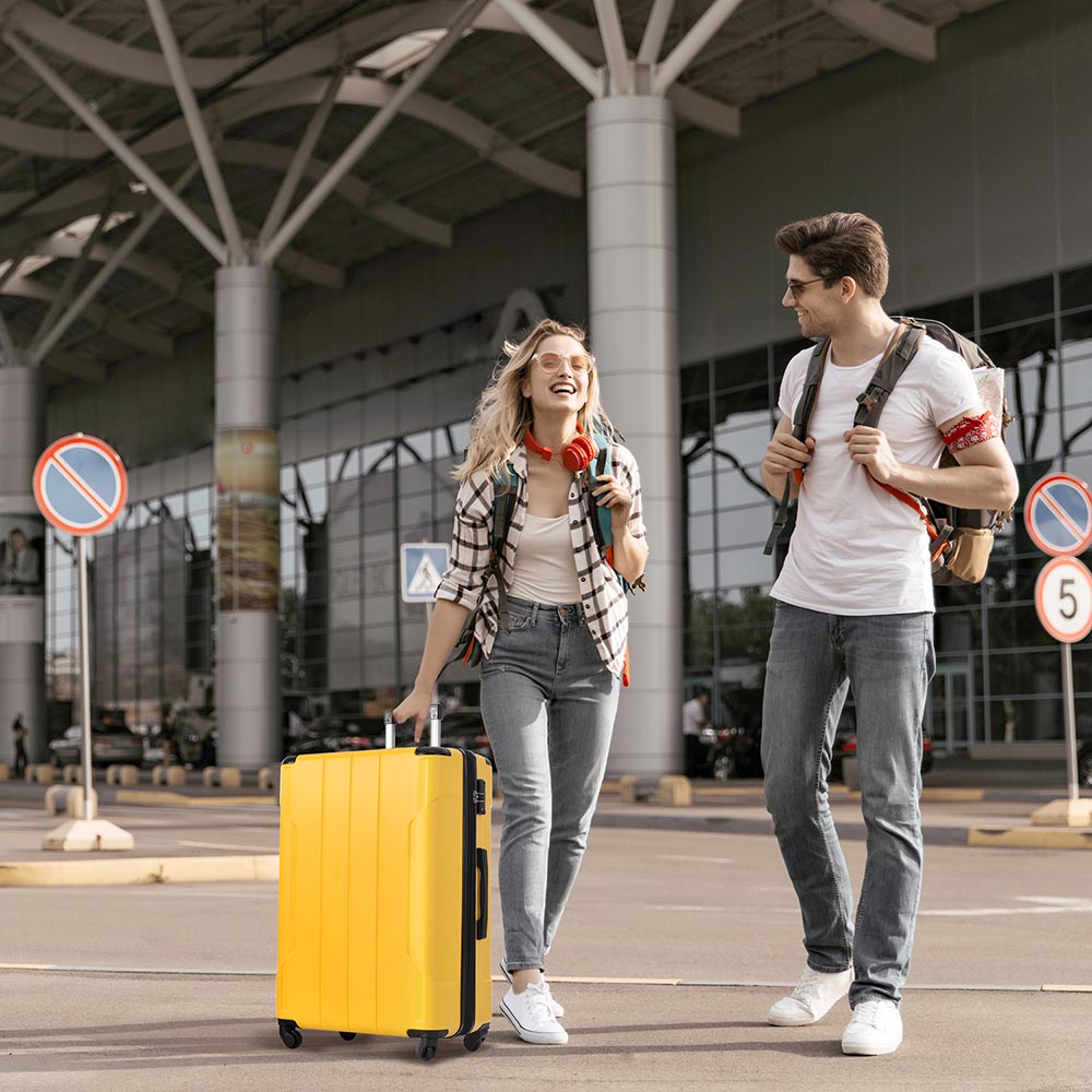 3-Piece Lightweight Hard-shell Spinner Luggage Set with TSA Lock - Yellow_15