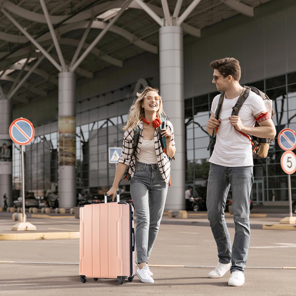 20Inch Expandable Lightweight Spinner Suitcase with Corner Guards - Pink_10