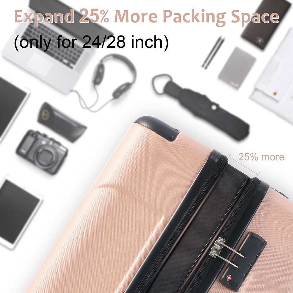 20Inch Expandable Lightweight Spinner Suitcase with Corner Guards - Pink_7
