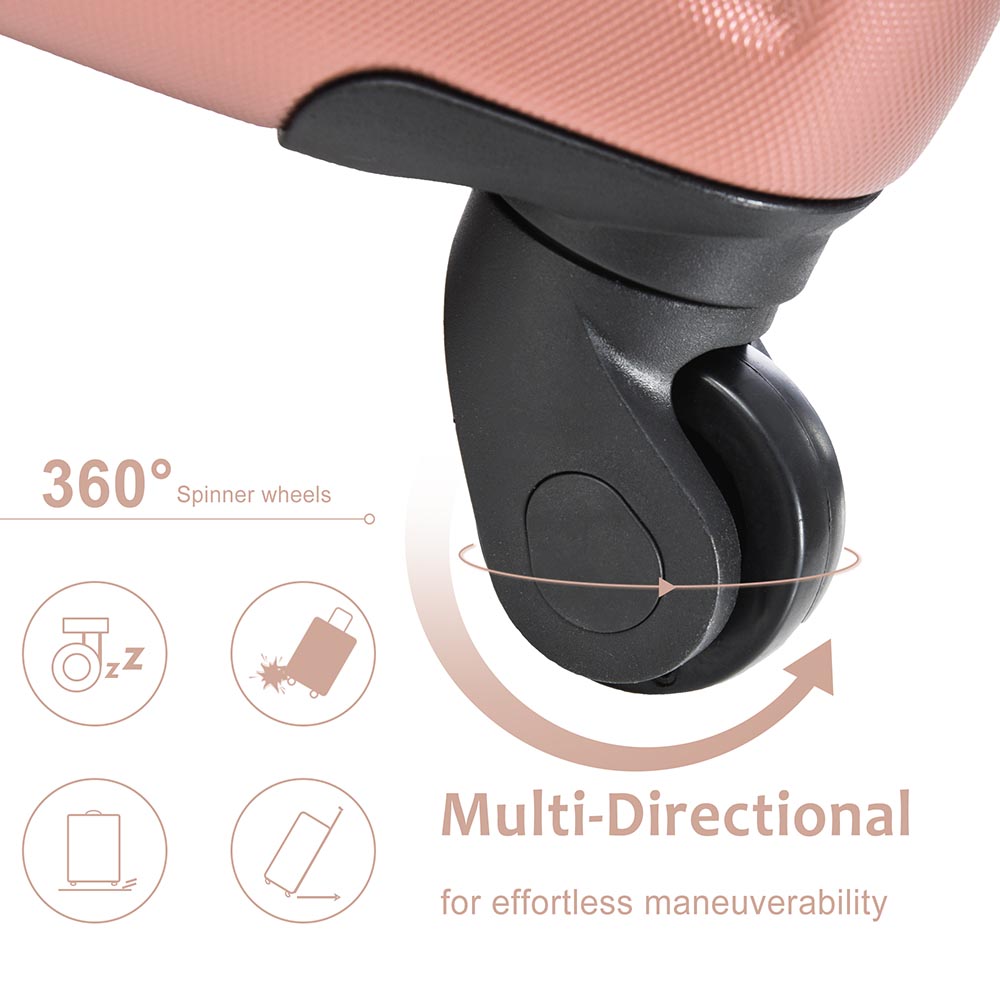 20Inch Expandable Lightweight Spinner Suitcase with Corner Guards - Pink_8