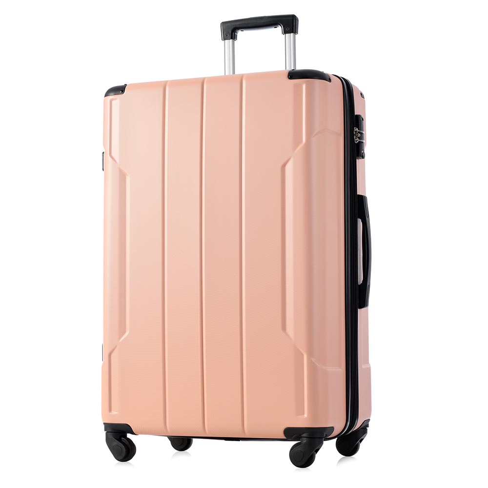 20Inch Expandable Lightweight Spinner Suitcase with Corner Guards - Pink_0