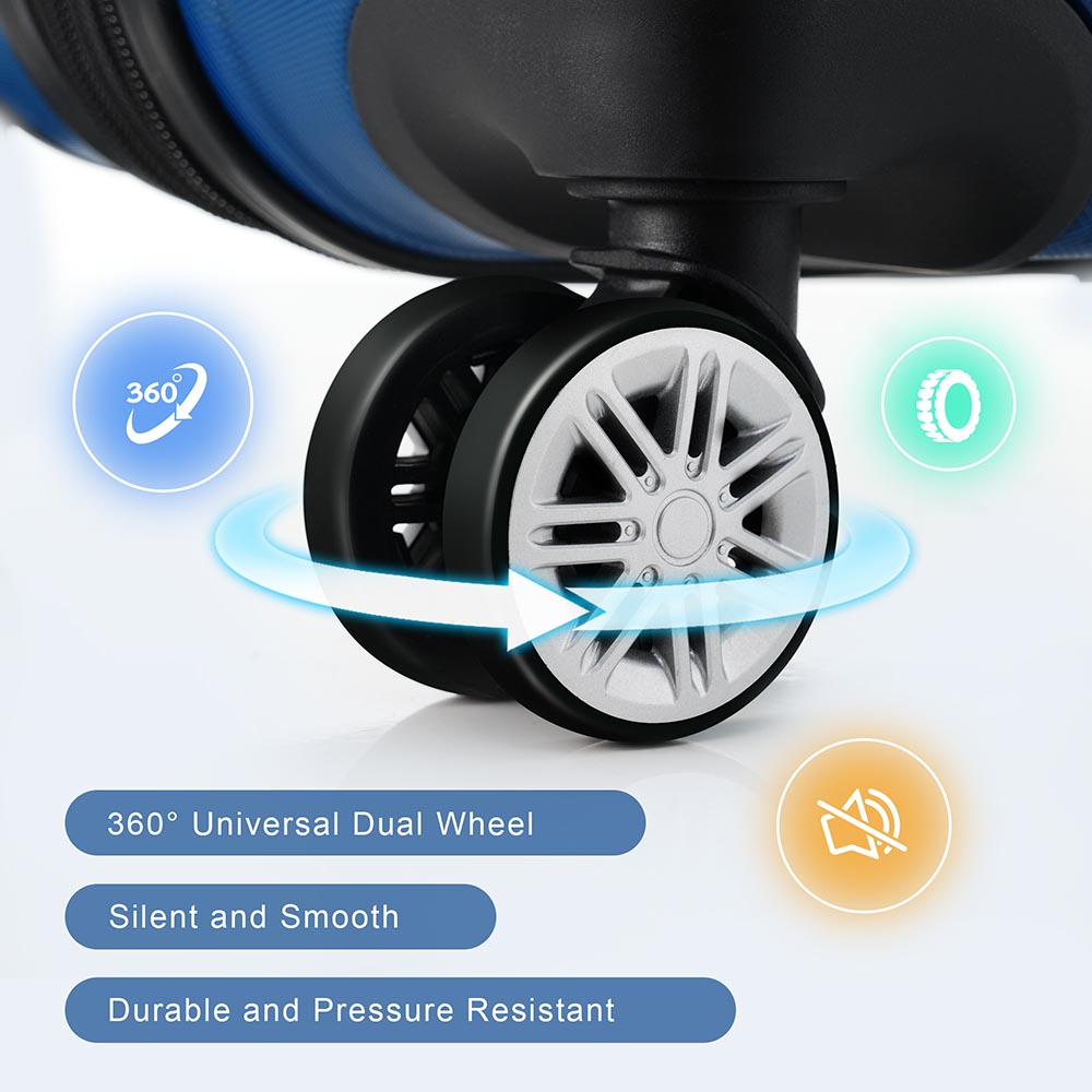Set of 3 Pcs Lightweight Suitcase with TSA Lock and Spinner Wheels - Blue_13