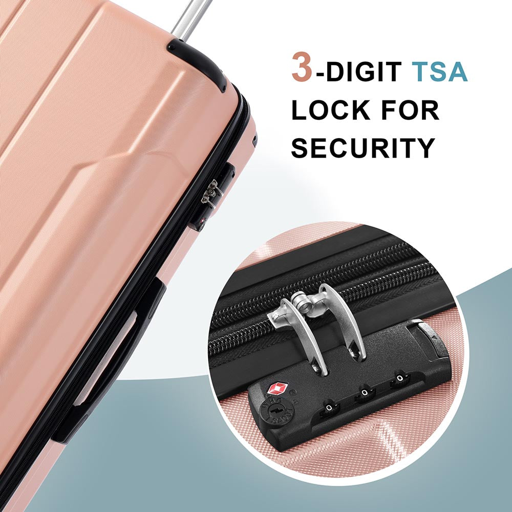 3-Piece Lightweight Hard-shell Spinner Luggage Set with TSA Lock - Pink_15