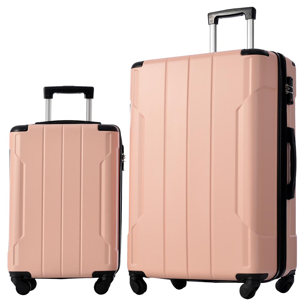 3-Piece Lightweight Hard-shell Spinner Luggage Set with TSA Lock - Pink_2