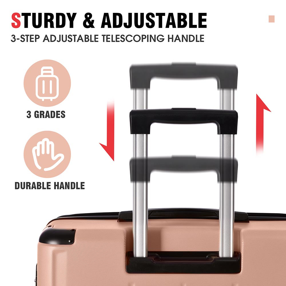 3-Piece Lightweight Hard-shell Spinner Luggage Set with TSA Lock - Pink_9