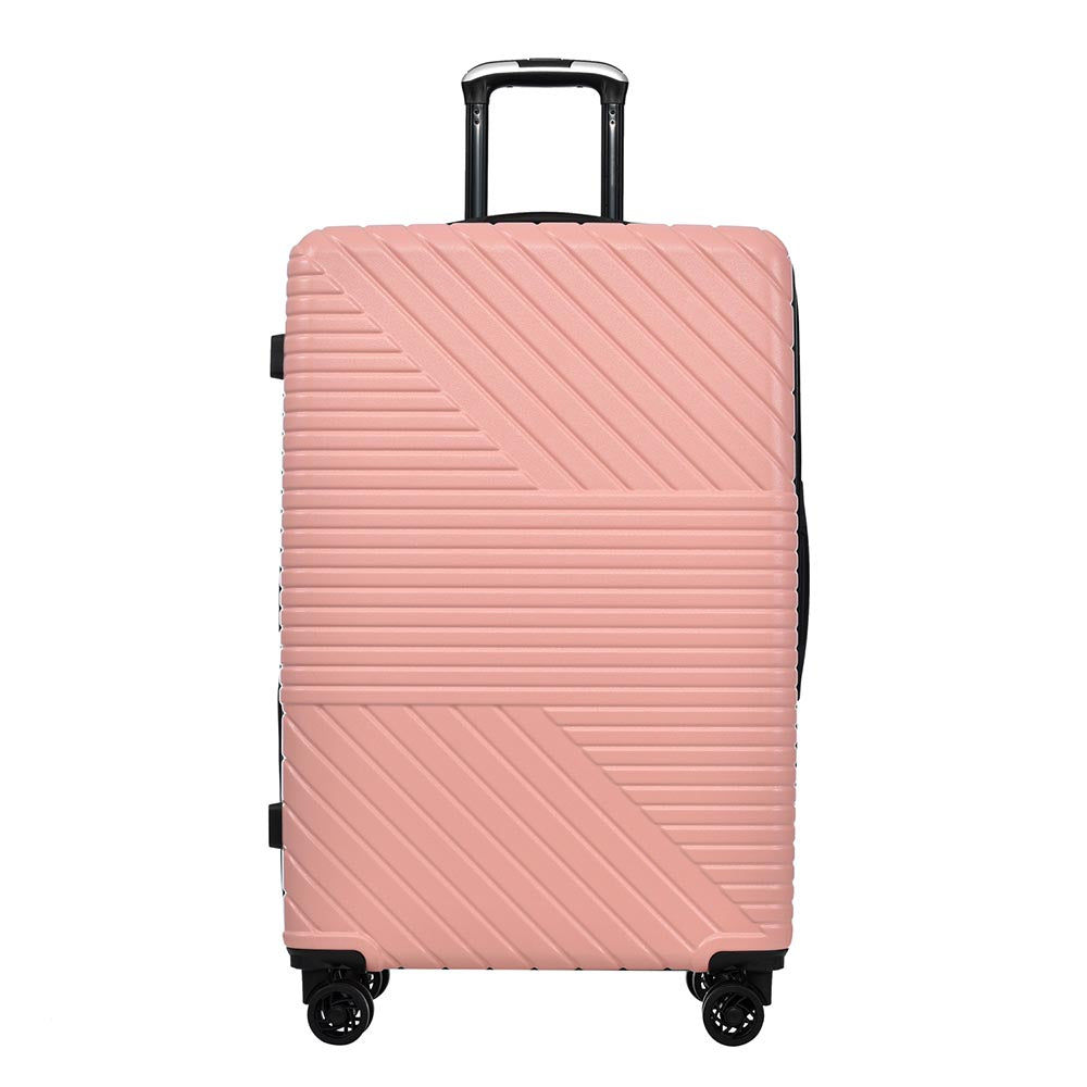 3-Piece Lightweight Hard-shell Luggage Set with Double Spinner Wheels and TSA Lock - Pink_4