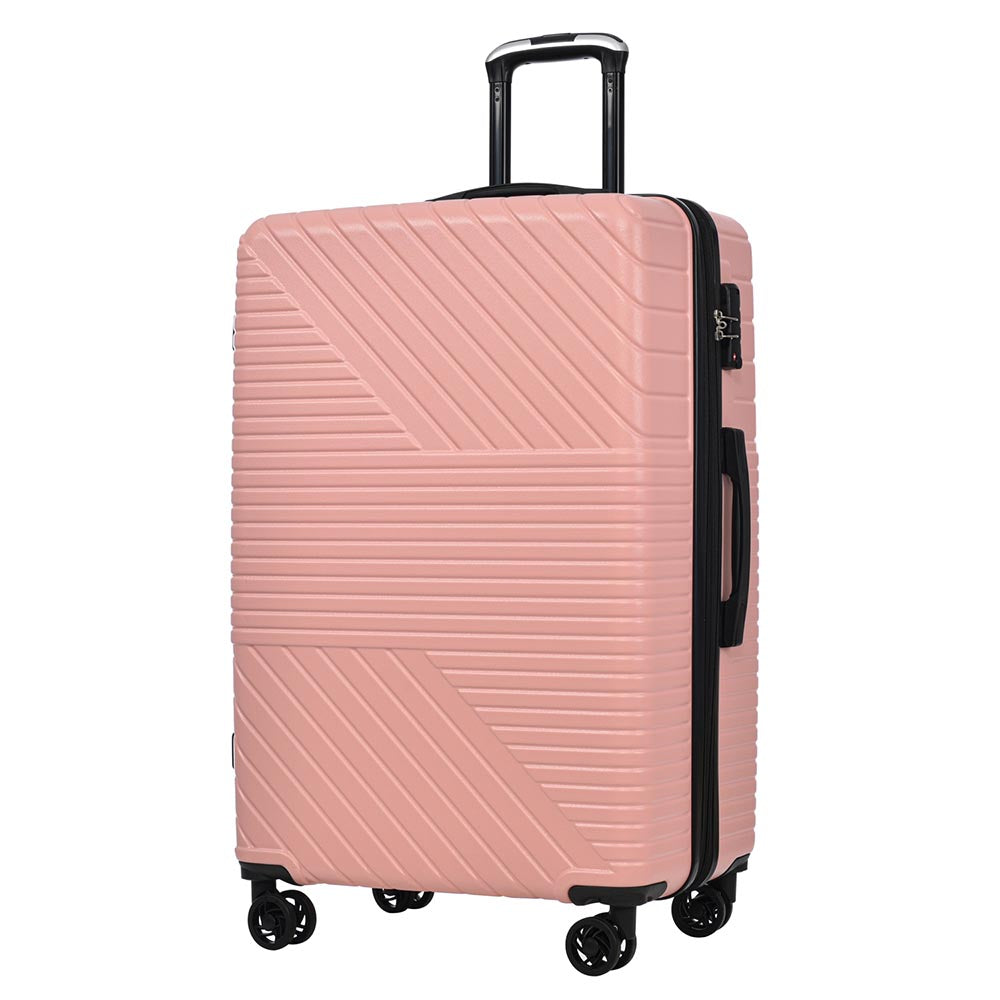 3-Piece Lightweight Hard-shell Luggage Set with Double Spinner Wheels and TSA Lock - Pink_3