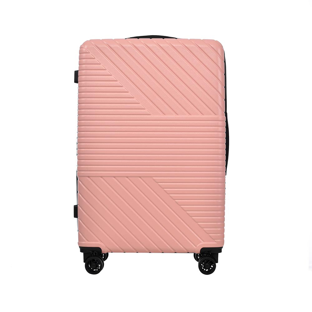 3-Piece Lightweight Hard-shell Luggage Set with Double Spinner Wheels and TSA Lock - Pink_2