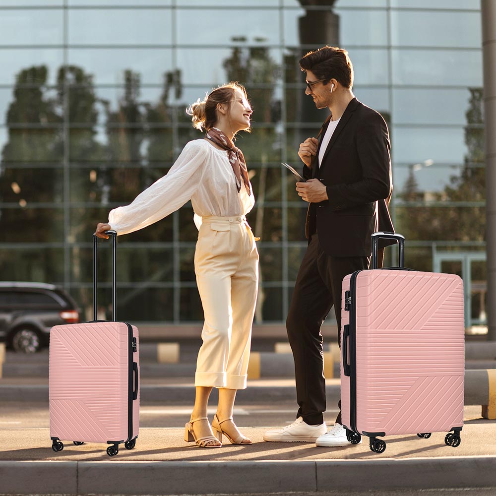 3-Piece Lightweight Hard-shell Luggage Set with Double Spinner Wheels and TSA Lock - Pink_18