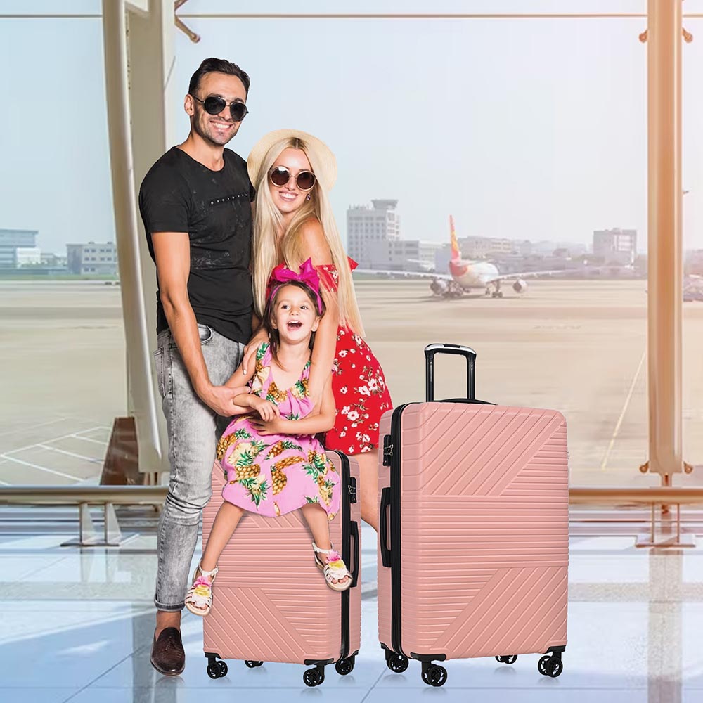 3-Piece Lightweight Hard-shell Luggage Set with Double Spinner Wheels and TSA Lock - Pink_19
