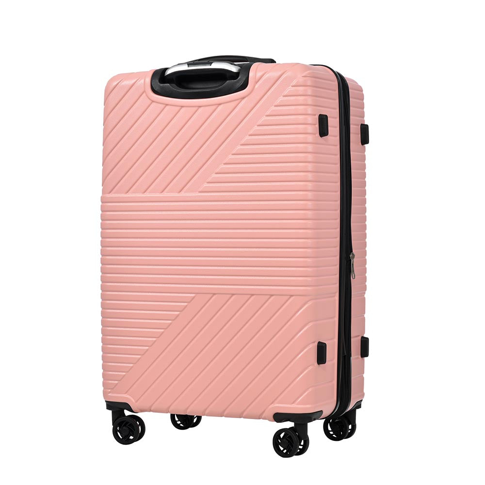 3-Piece Lightweight Hard-shell Luggage Set with Double Spinner Wheels and TSA Lock - Pink_5