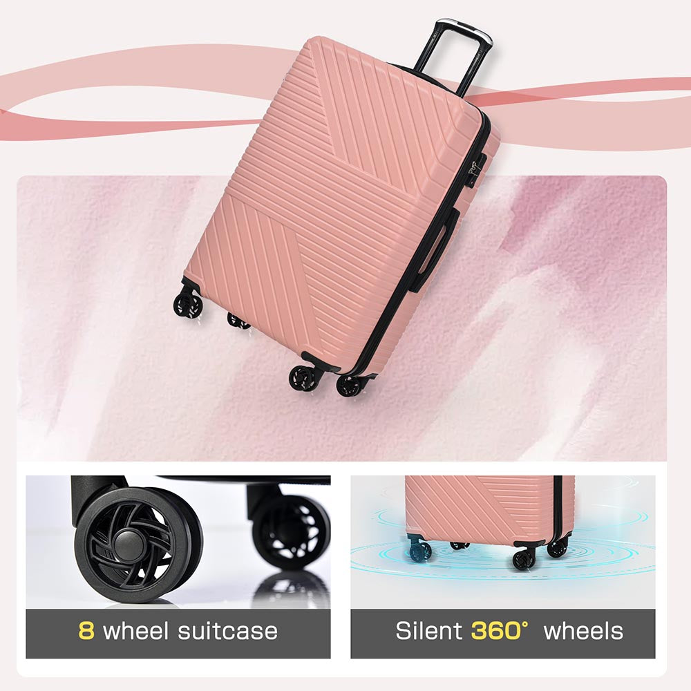 3-Piece Lightweight Hard-shell Luggage Set with Double Spinner Wheels and TSA Lock - Pink_15