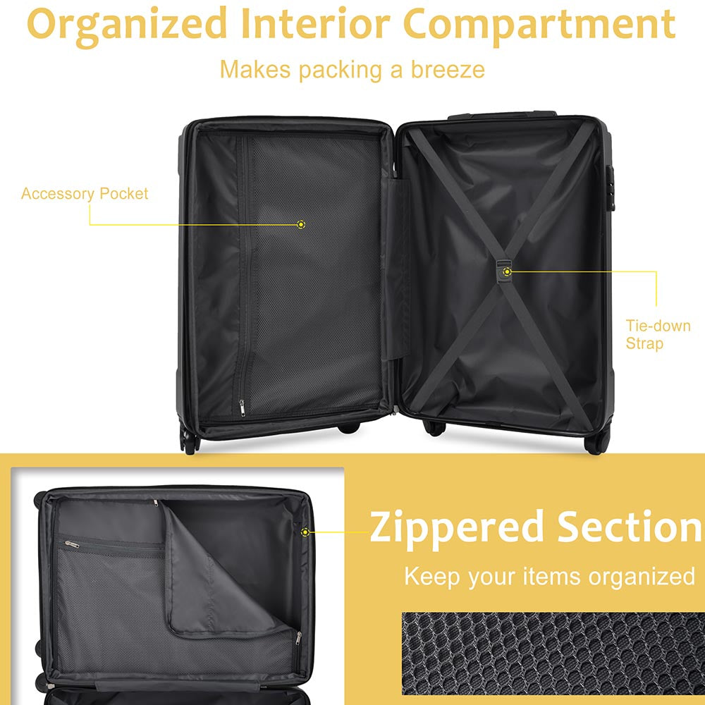 2-Piece Expandable Hard Side Suitcase with TSA Lock and Spinner Wheels - Yellow_5