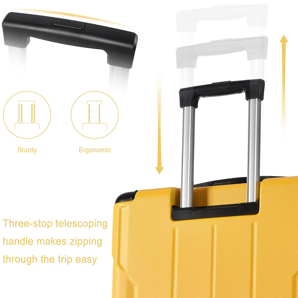 2-Piece Expandable Hard Side Suitcase with TSA Lock and Spinner Wheels - Yellow_2
