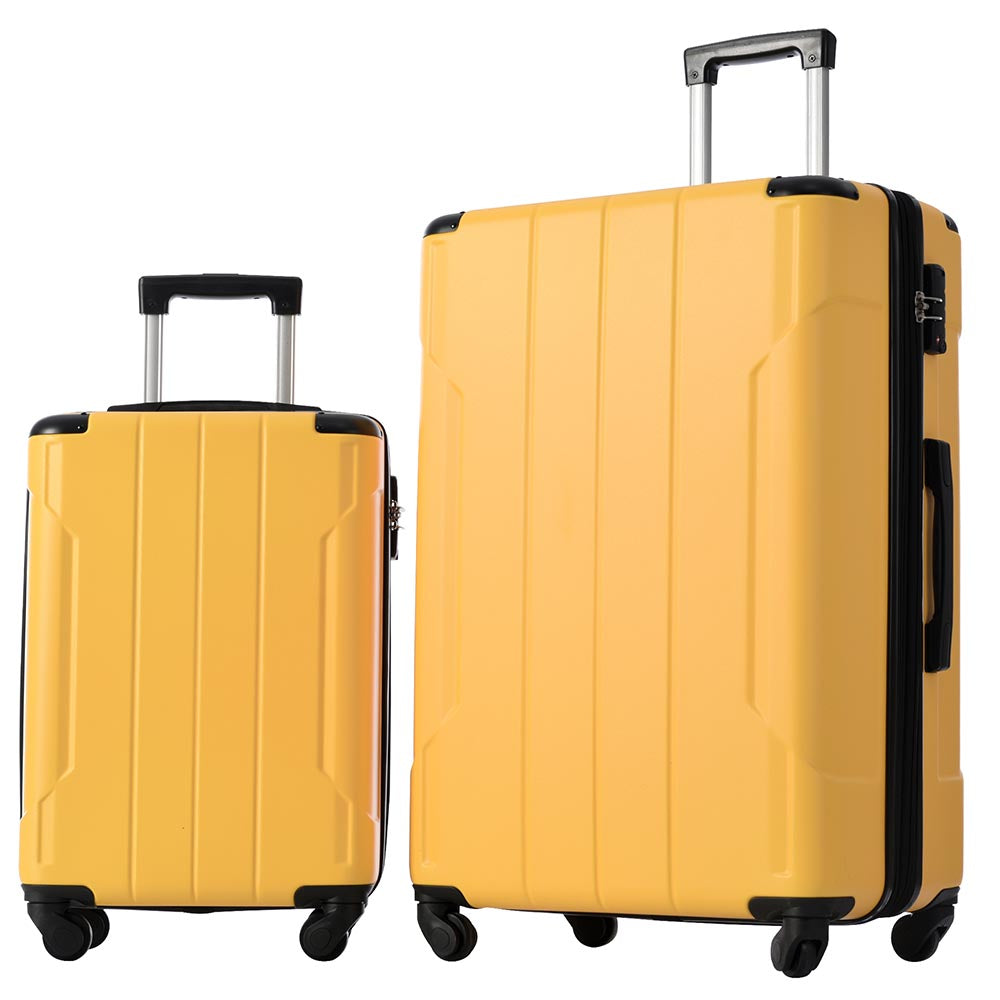 2-Piece Expandable Hard Side Suitcase with TSA Lock and Spinner Wheels - Yellow_0