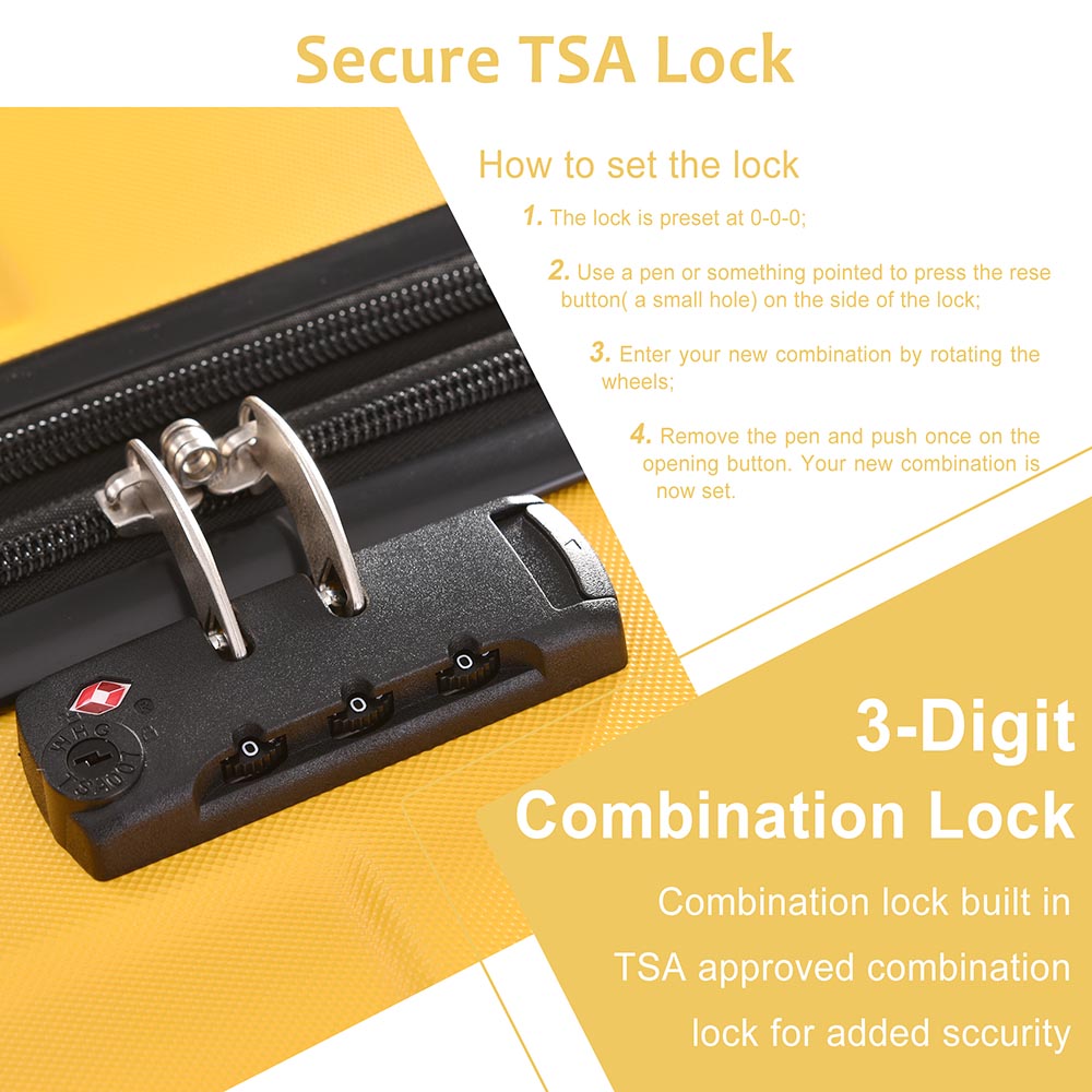 2-Piece Expandable Hard Side Suitcase with TSA Lock and Spinner Wheels - Yellow_7