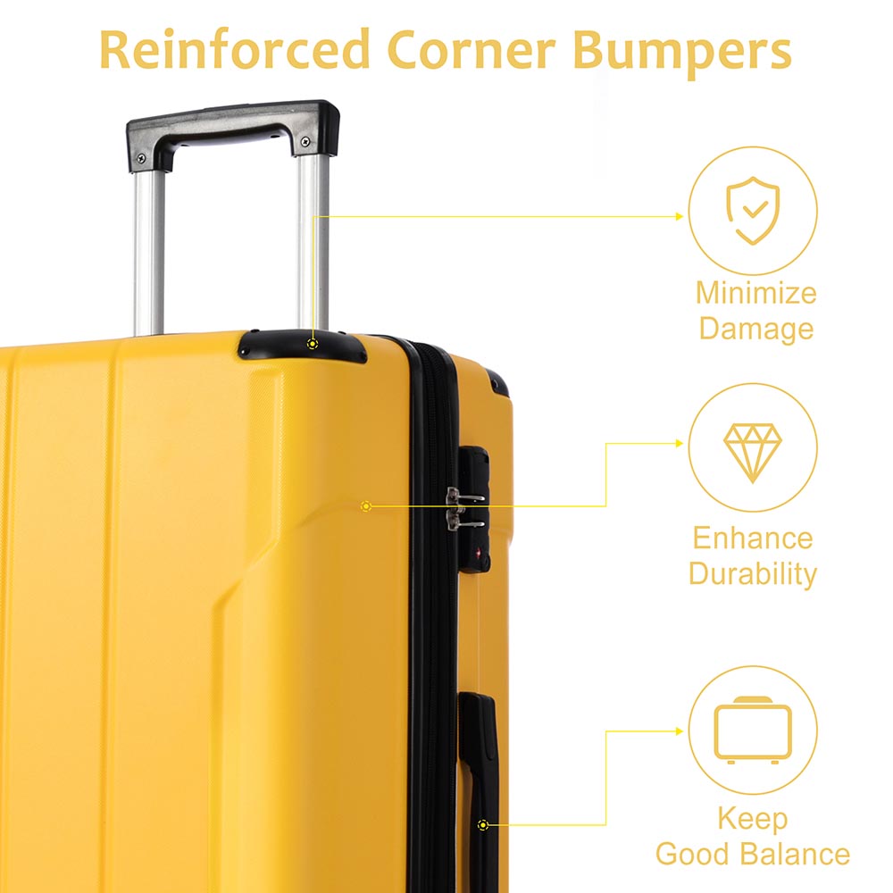2-Piece Expandable Hard Side Suitcase with TSA Lock and Spinner Wheels - Yellow_3