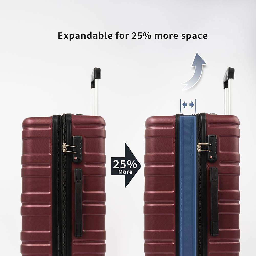 Set of 3 Hard-shell Lightweight Spinner Suitcase with TSA Lock - Zinfandel_8