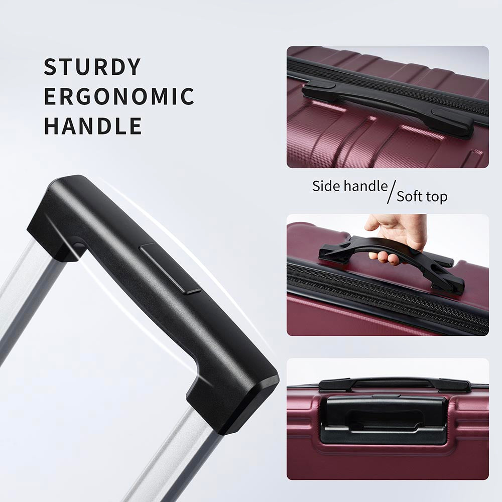 Set of 3 Hard-shell Lightweight Spinner Suitcase with TSA Lock - Zinfandel_9